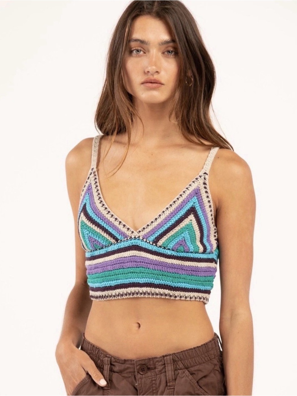 BDG URBAN OUTFITTERS Gigi Crochet Bralette striped crochet top Small